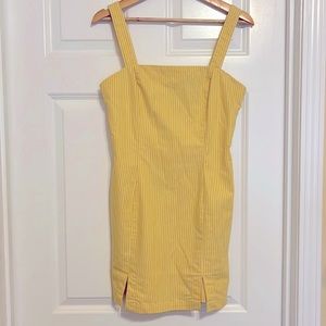 SOLD!!  Yellow and white pinstripe mini dress. Size M